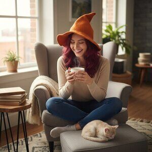 Orange Woven Wool Blend Witch Hat - Adult Ritual & Everyday Wear - New